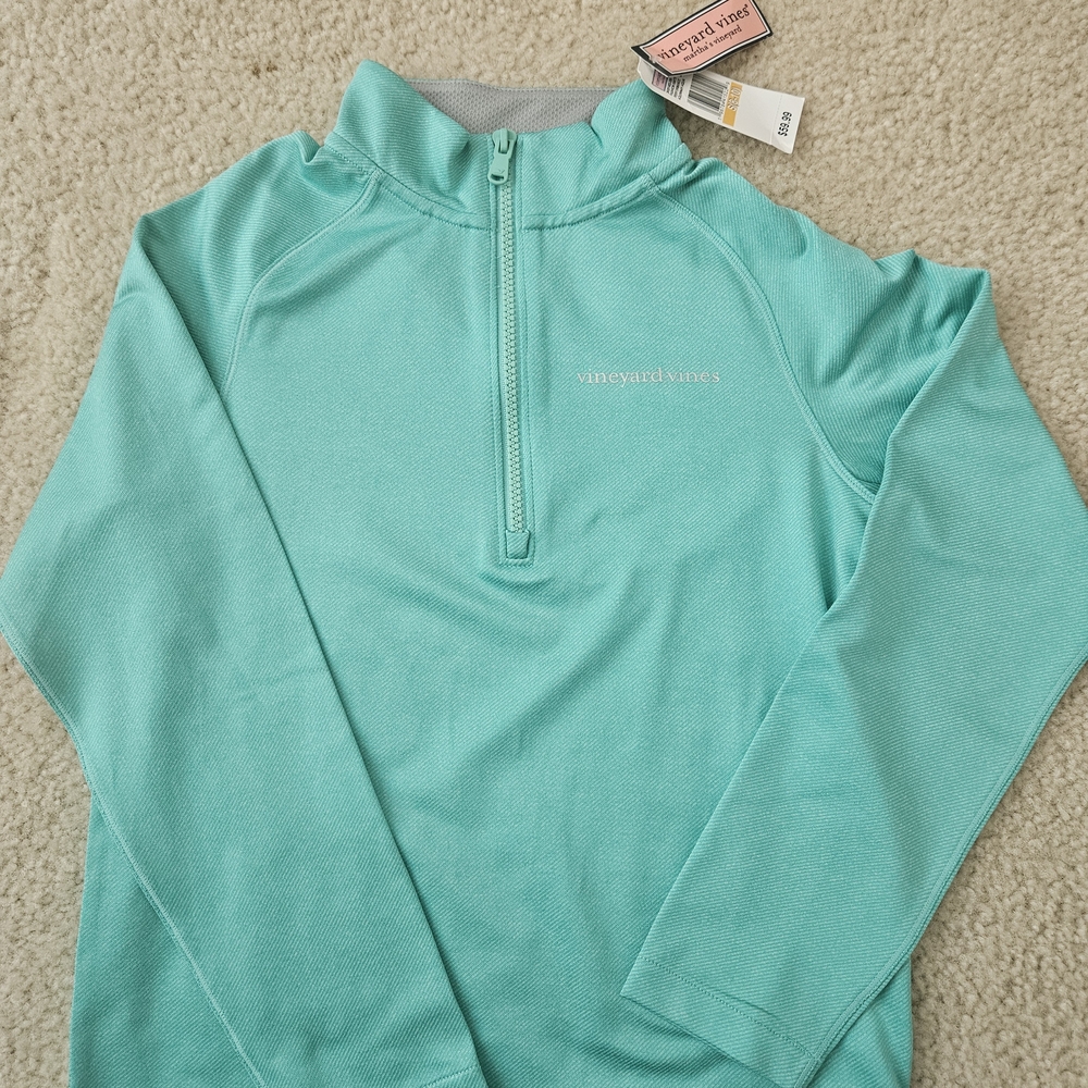 Kids Vineyard Vines Turquoise Quarter-Zip Top